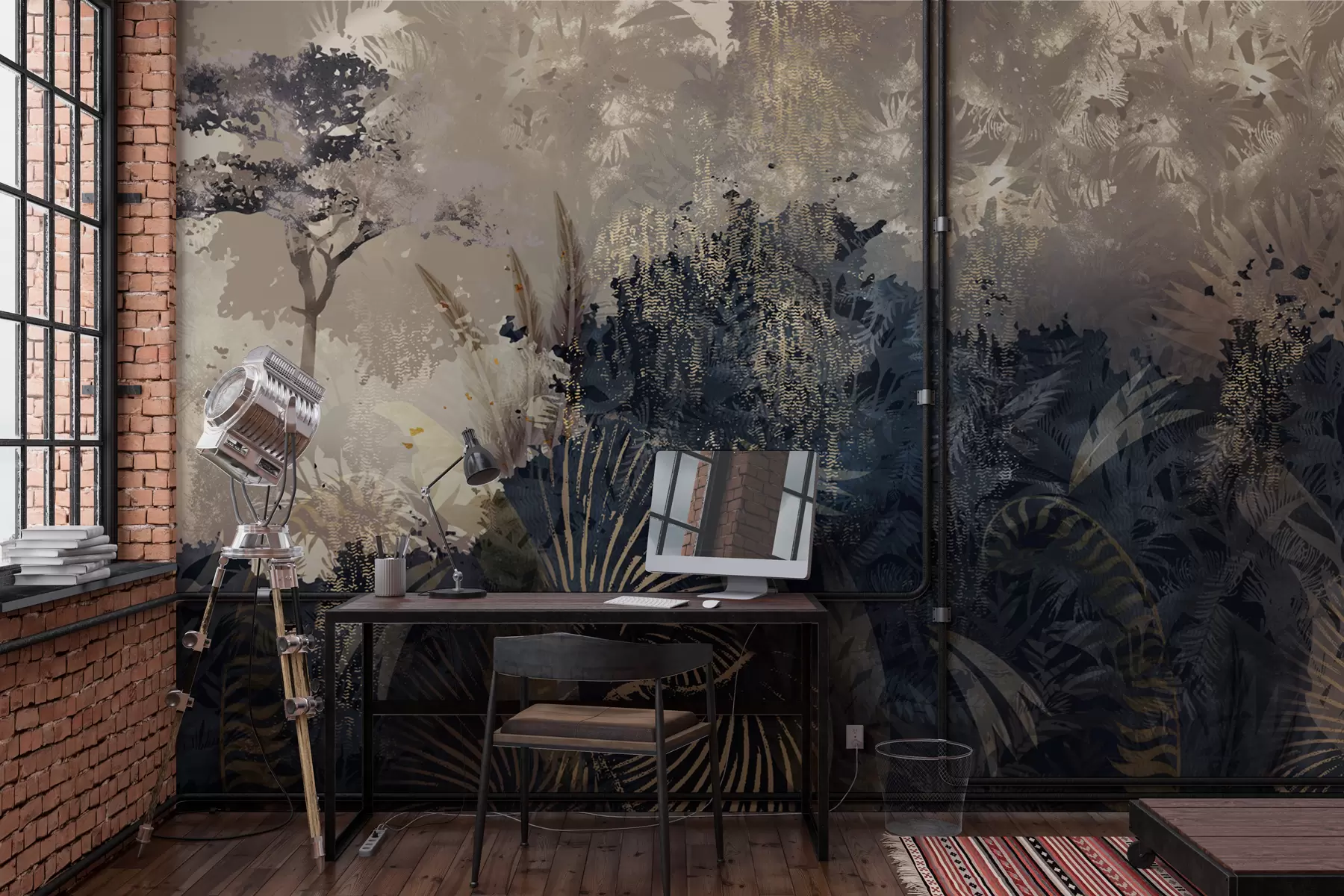 Fototapety Magická Afrika s dažďovým pralesom a vektorovými prvkami s hnedým odtieňom w02643v1