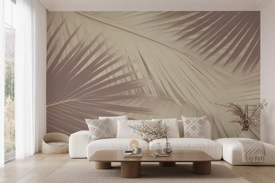 Fototapety Abstraktné palmové listy v jemných odtieňoch w08677
