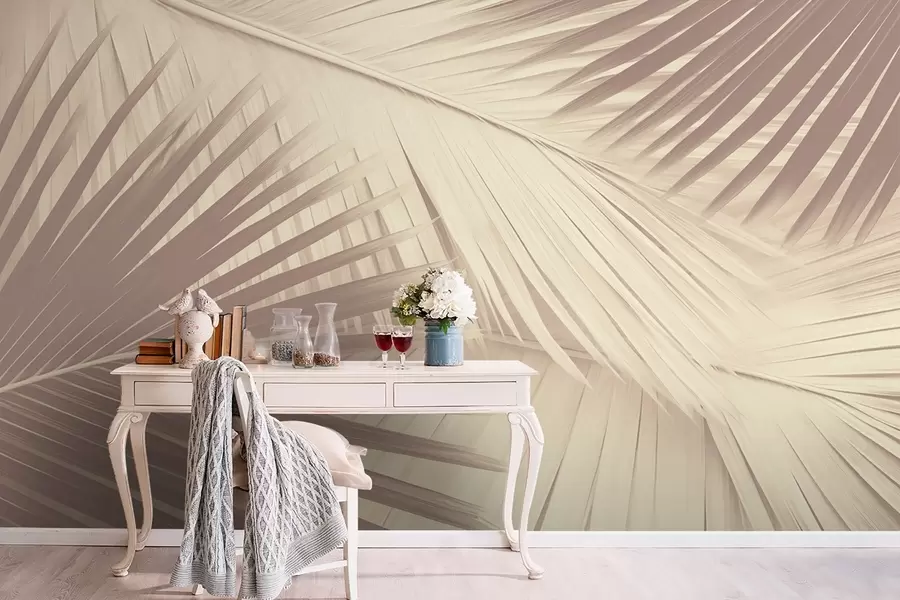 Fototapety Abstraktné palmové listy v jemných odtieňoch w08677