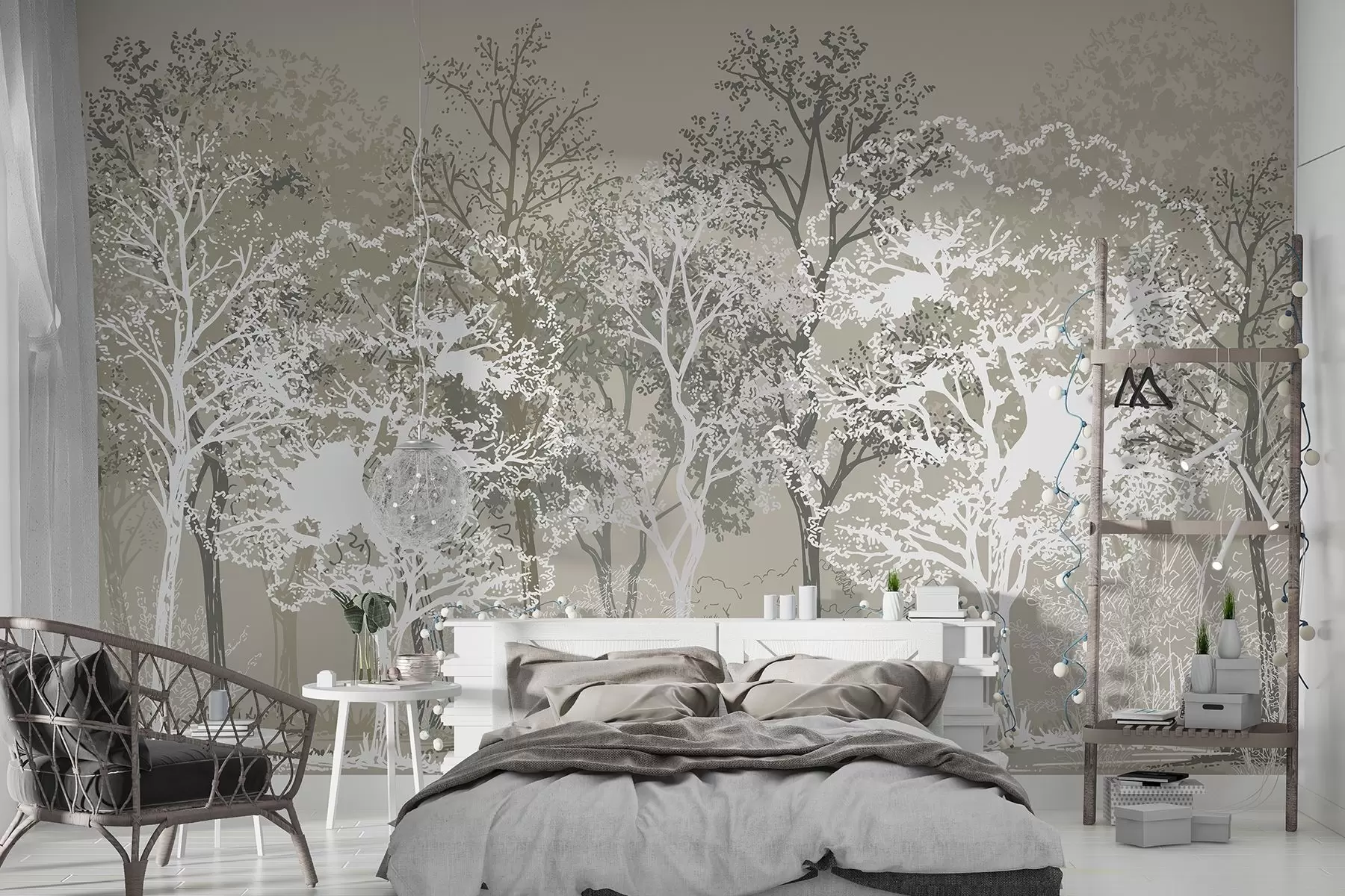 Fototapety Stromy v lese, minimalizmus, príroda, zelená paleta farieb  w02930v1