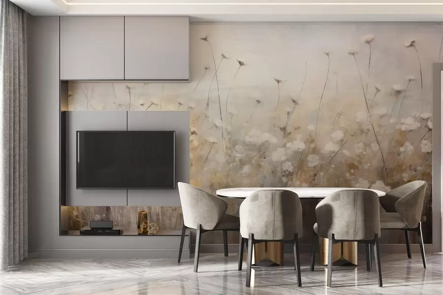 Fototapety Betónová stena v kvetoch v štýle grunge w02972