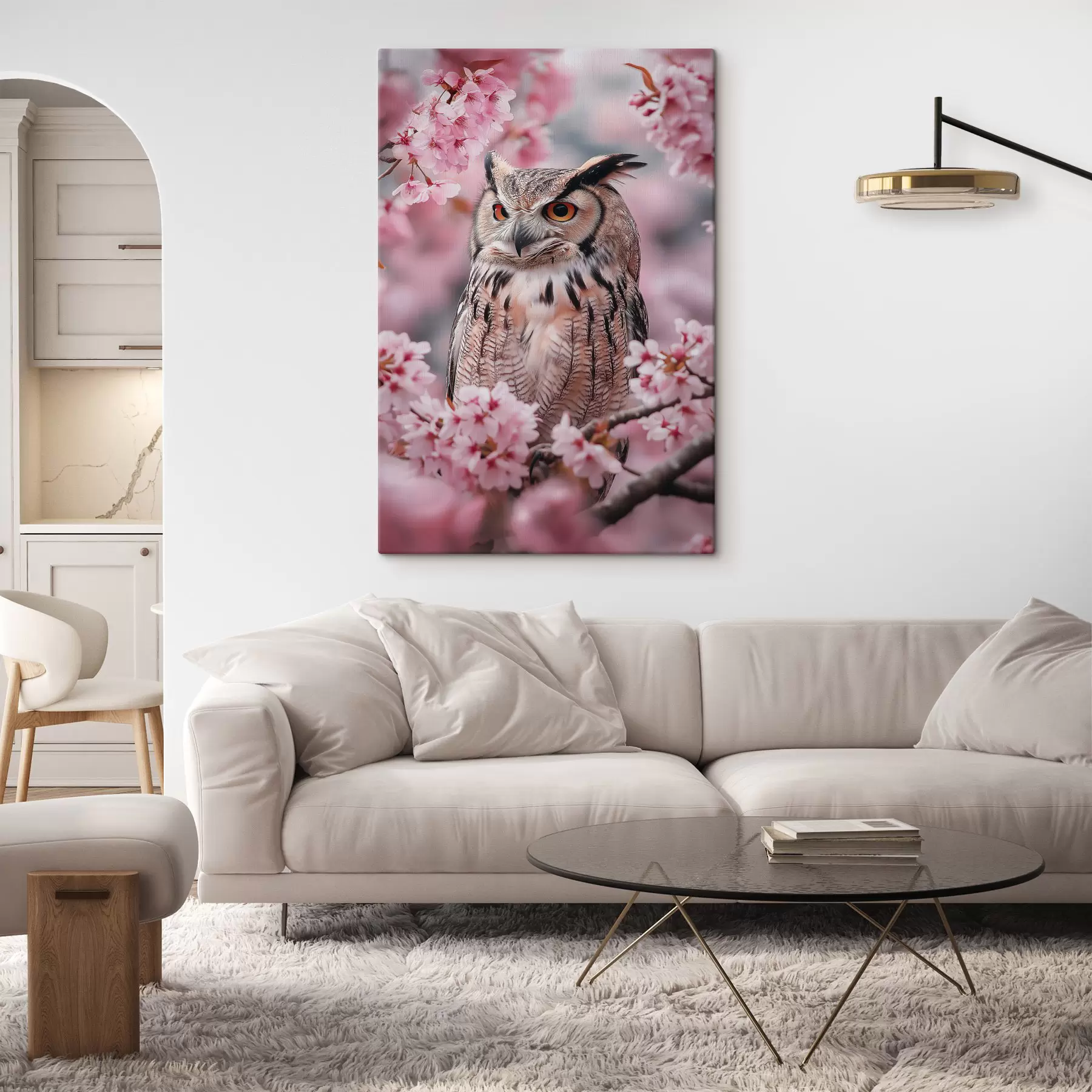 Obraz Krásna sova na vetve čerešne, príroda, realizmus s42784