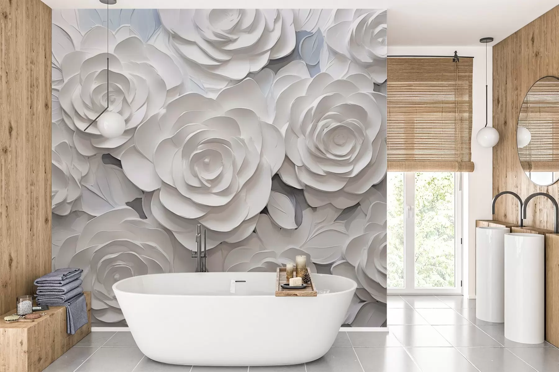 Fototapety Biele abstraktné ruže w03070