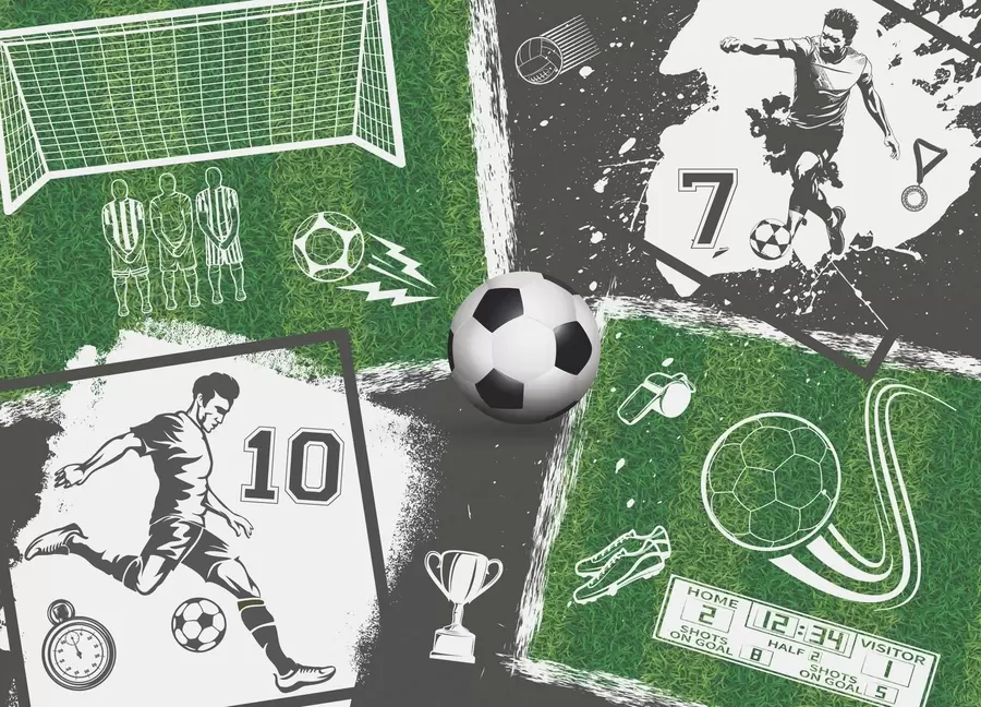Fototapety Futbalisti, lopta a ihrisko w03121