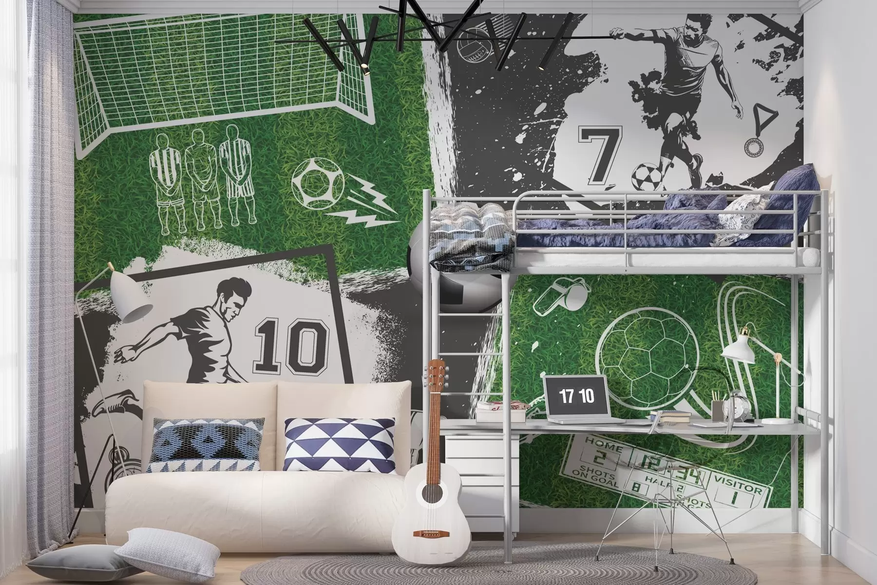Fototapety Futbalisti, lopta a ihrisko w03121
