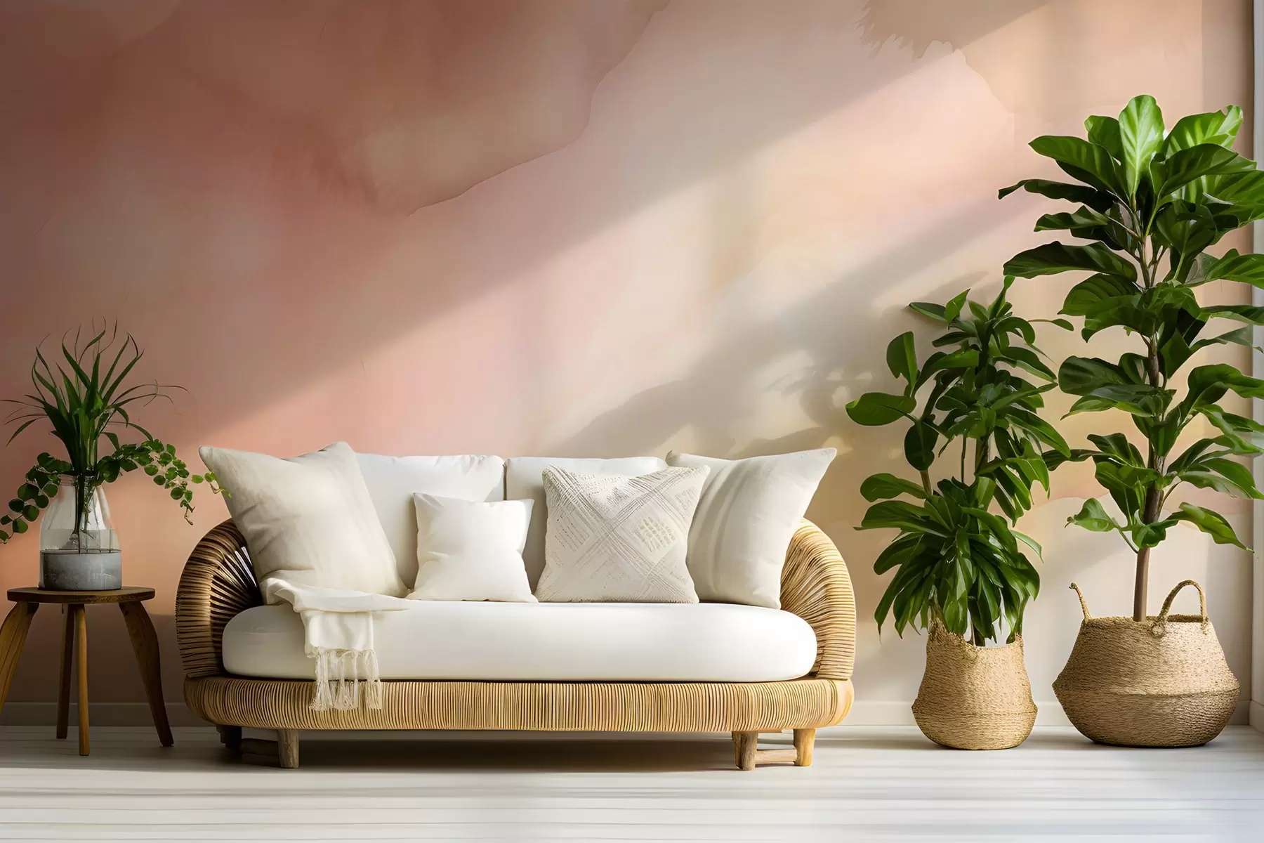 Fototapety Abstraktný akvarelový gradient v teplých odtieňoch broskyňovej, ružovej a krémovej w03160v1