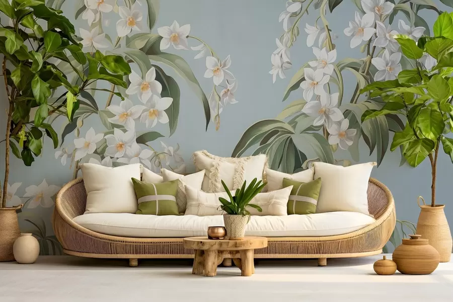 Fototapety Nakreslené kvitnúce vetvy w03204