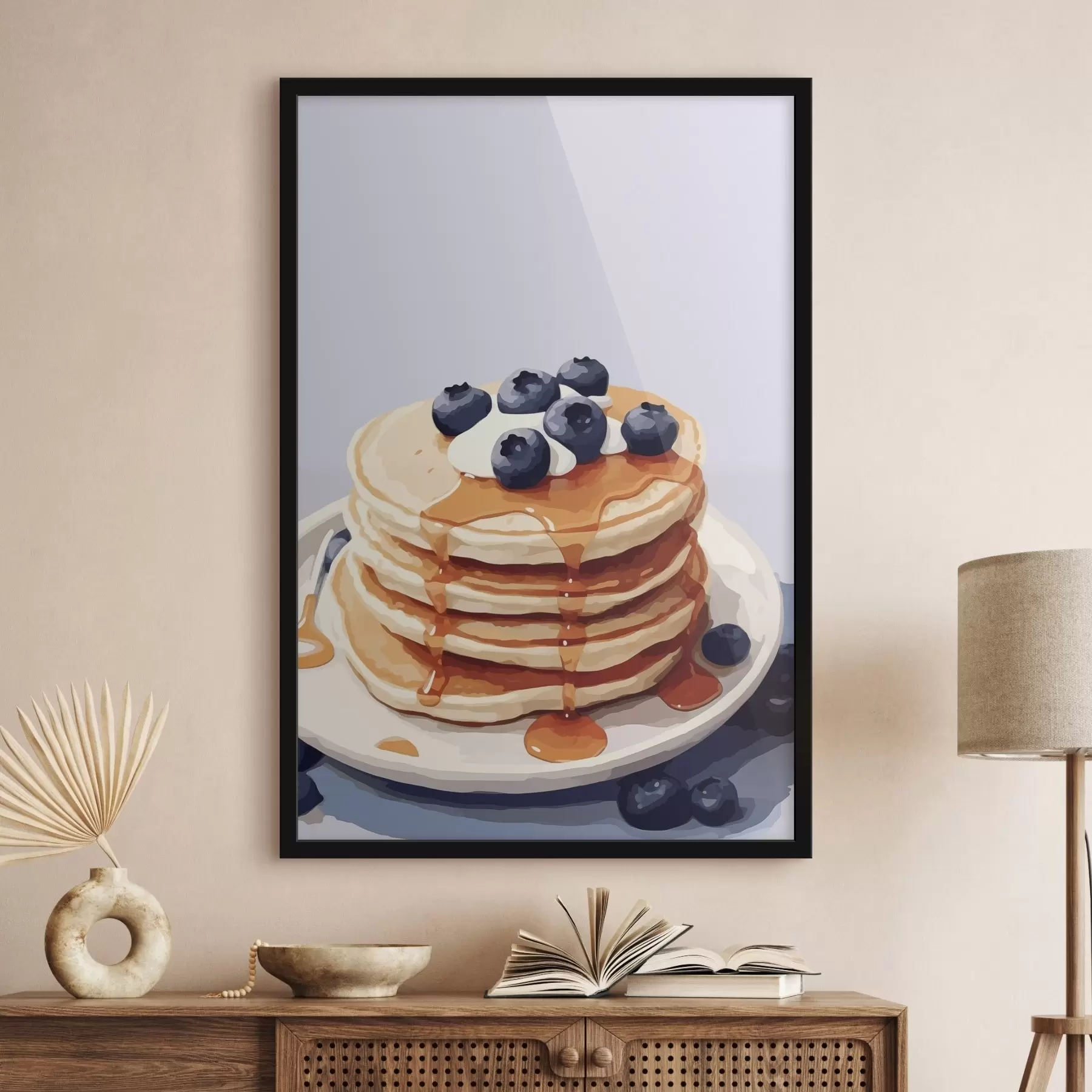 Fototapety Palacinky so sirupom a čučoriedkami na tanieri f43009