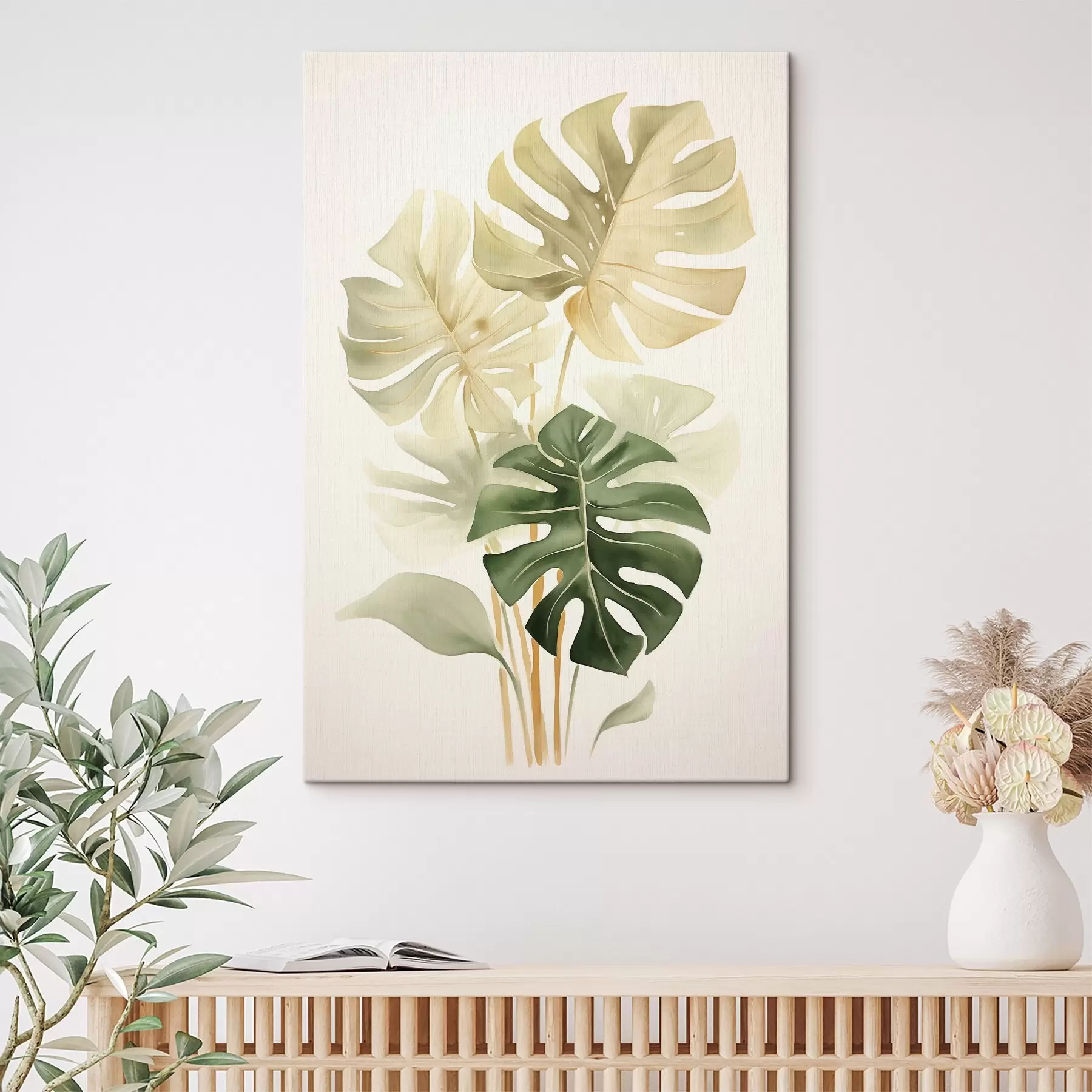 Obraz Listy Monstera, imitácia akvarelu s43209