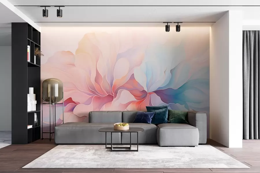 Fototapety Abstraktný kvetinový dizajn v jemných ružových a modrých odtieňoch w08873