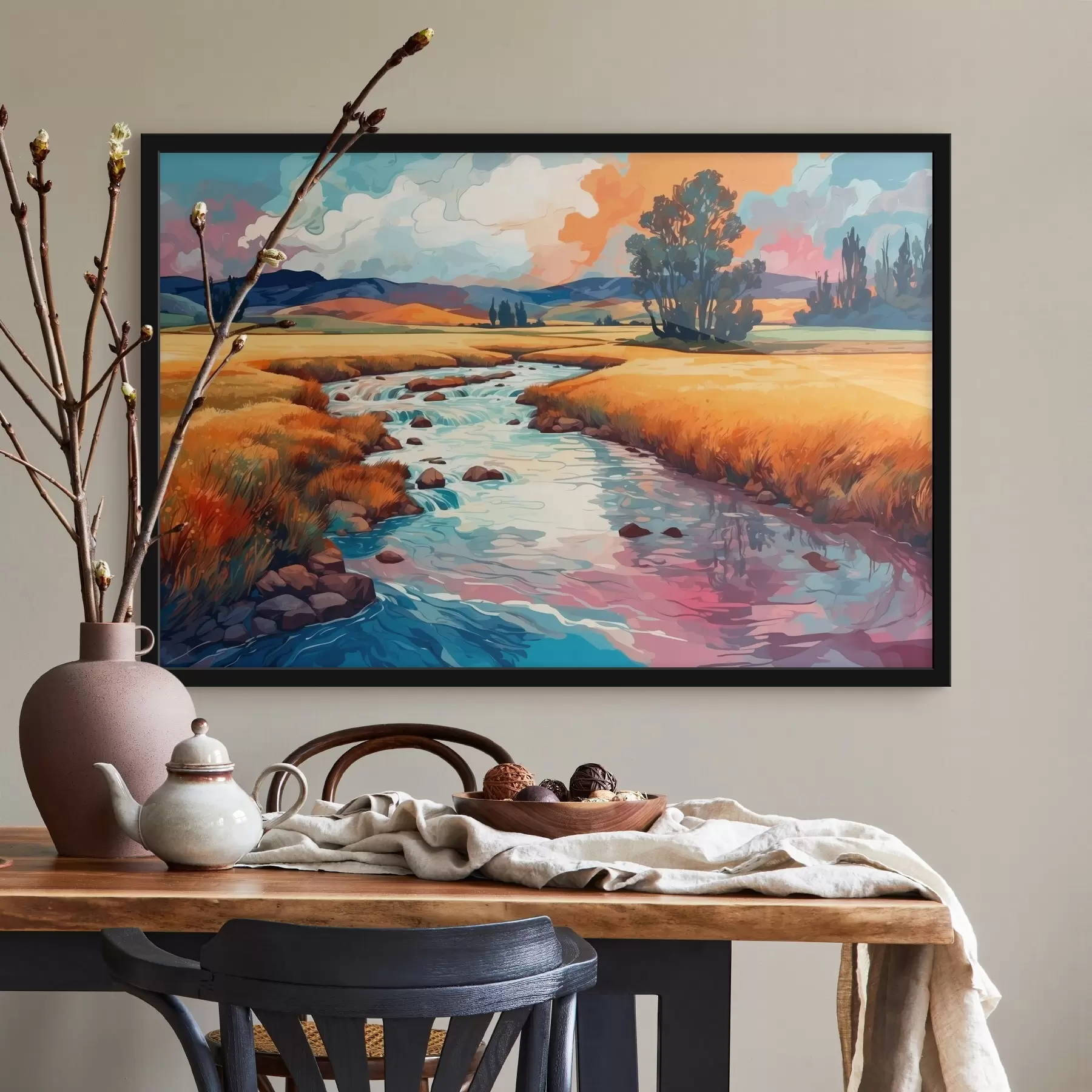 Fototapety Potok na poli v štýle akvarelovej maľby f43110 - Uwalls.sk Fototapety Potok na poli v štýle akvarelovej maľby f43110