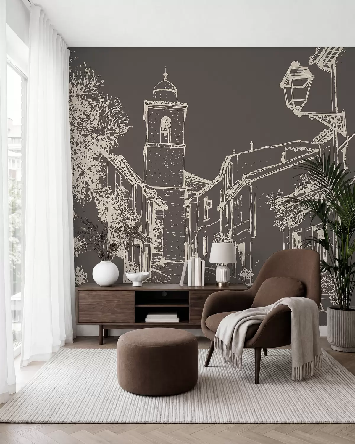Fototapety Dedina kreslená kriedou w03345v2