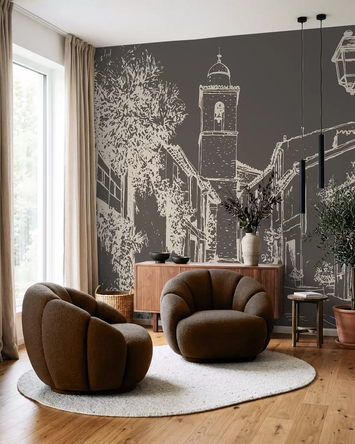 Fototapety Dedina kreslená kriedou w03345v2