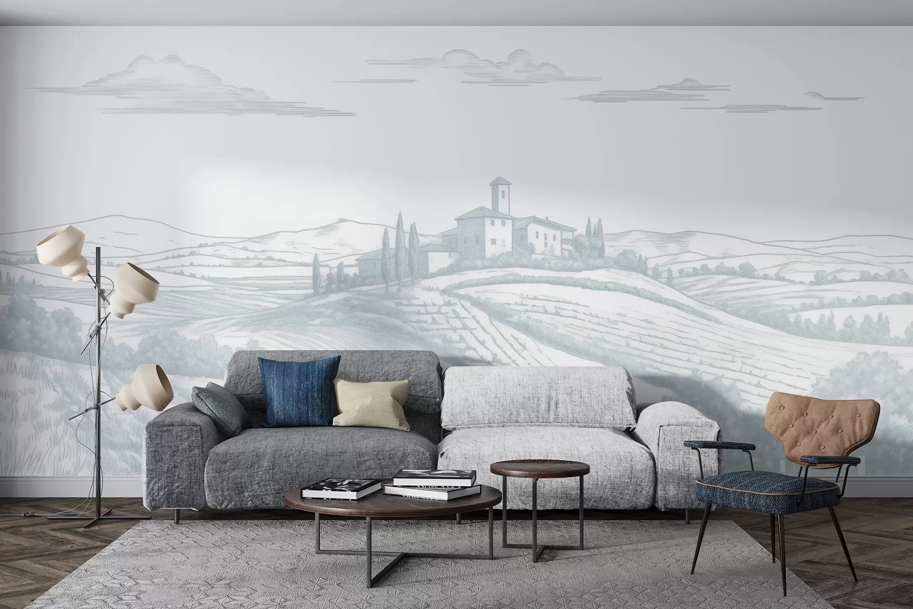 Fototapety Toskánsko krajina, Taliansko, vinice, príroda, starý hrad, modré farby w03349v1