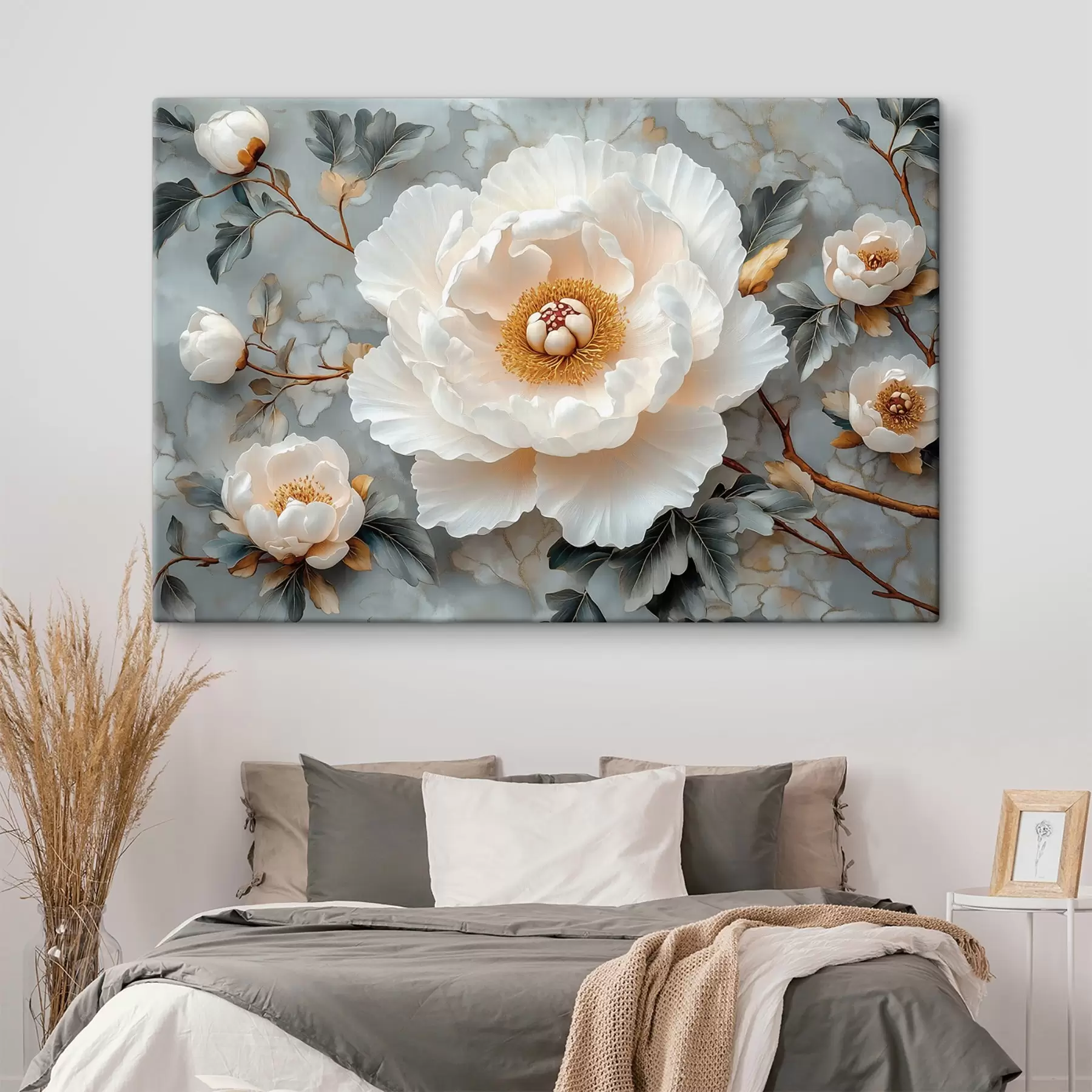 Obraz Nádherná pivonka na pozadí listov a malých pivoniek s43315