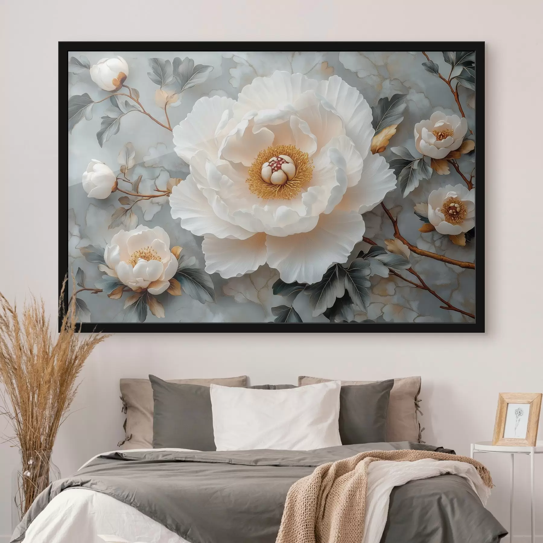 Fototapety Nádherná pivonka na pozadí listov a malých pivoniek f43315