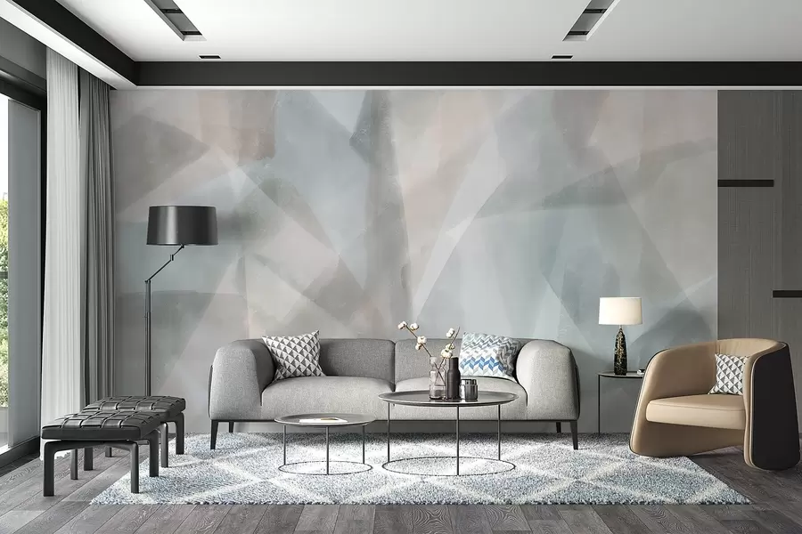 Fototapety Abstraktné geometrické tvary s akvarelovým efektom, jemné pastelové farby w08919