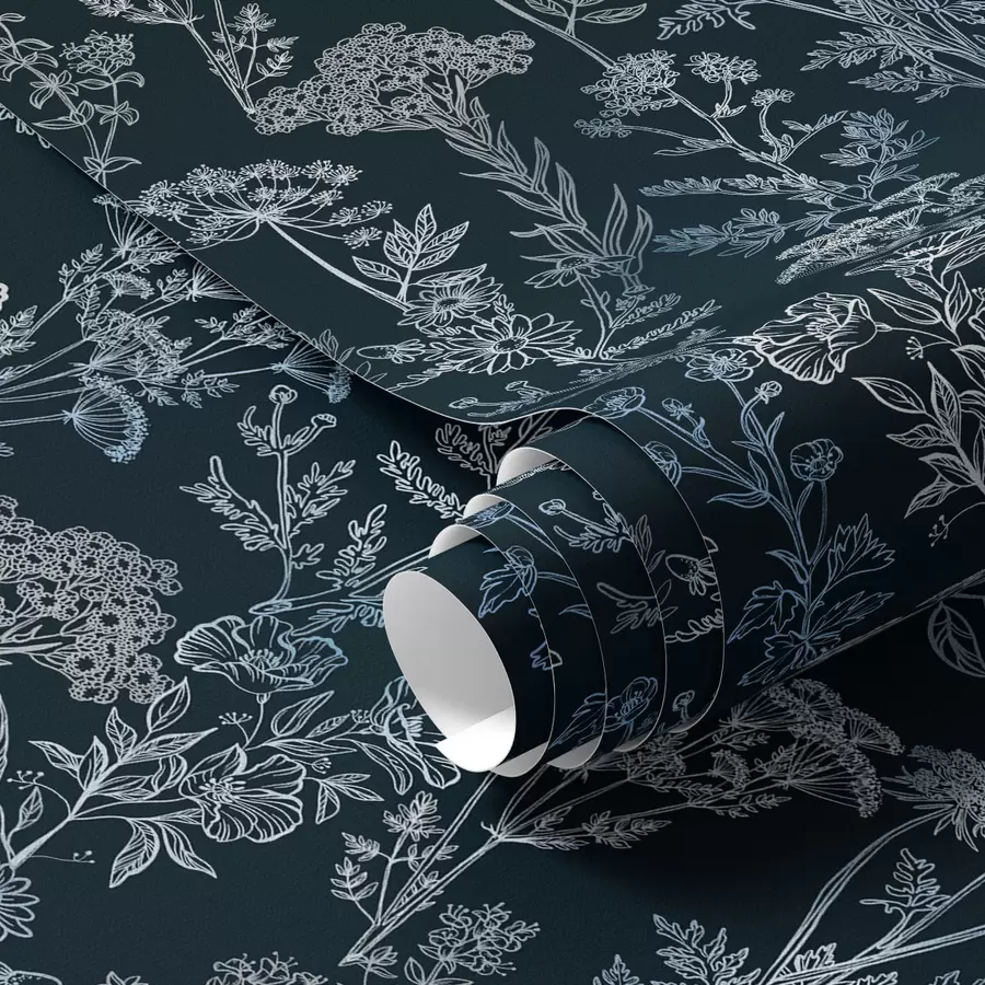 Fototapety Biele a modré rastliny na tmavom pozadí a00029