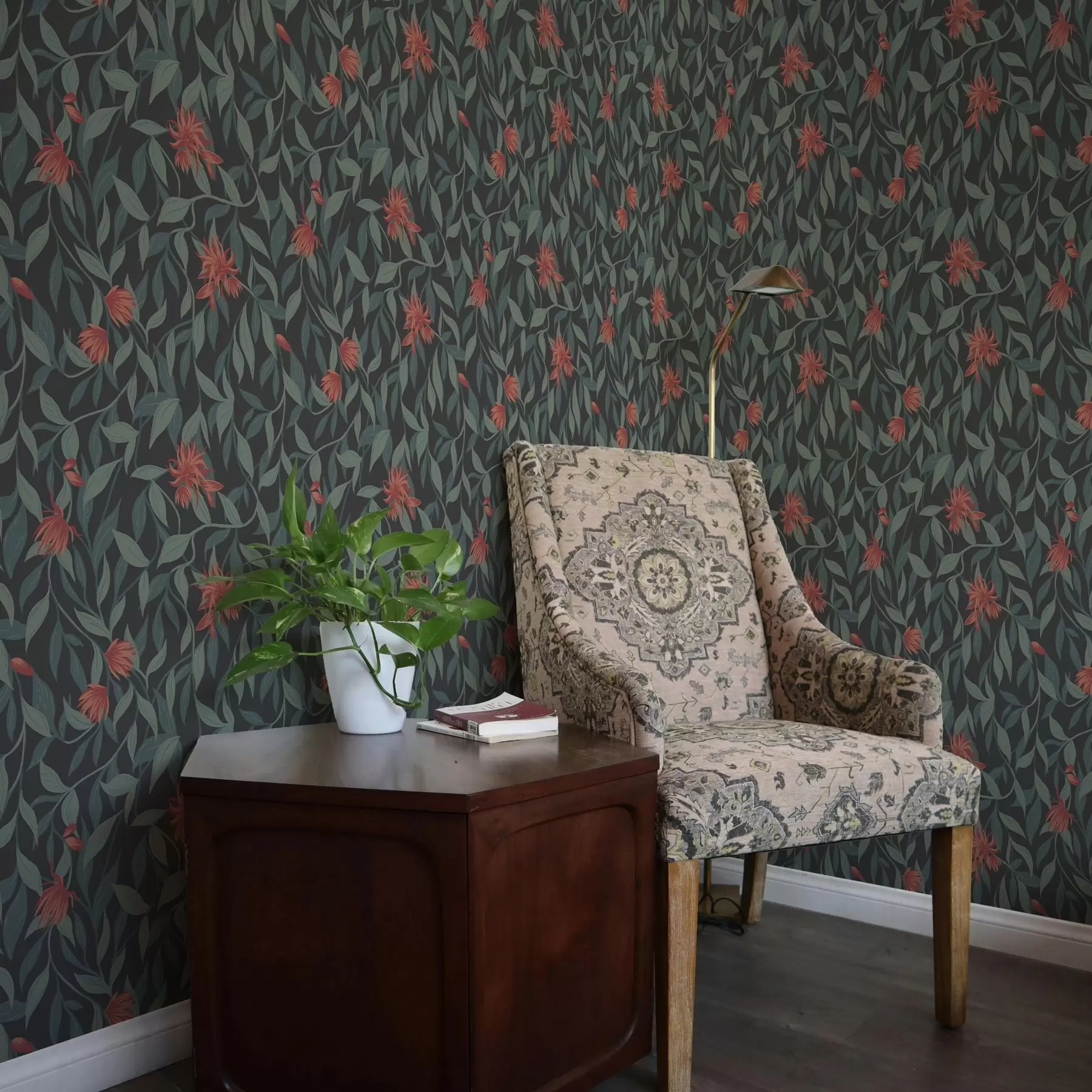 Fototapety Visiace konáre s červenými kvetmi a00052v1