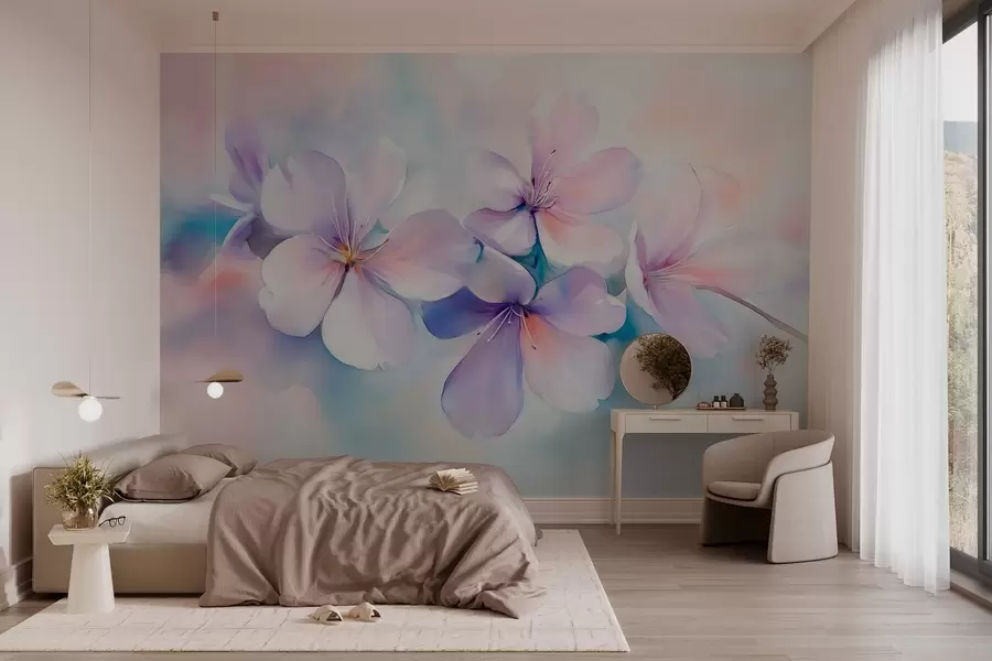 Fototapety Jemná vetva s kvetmi v akvarelovom štýle w03450