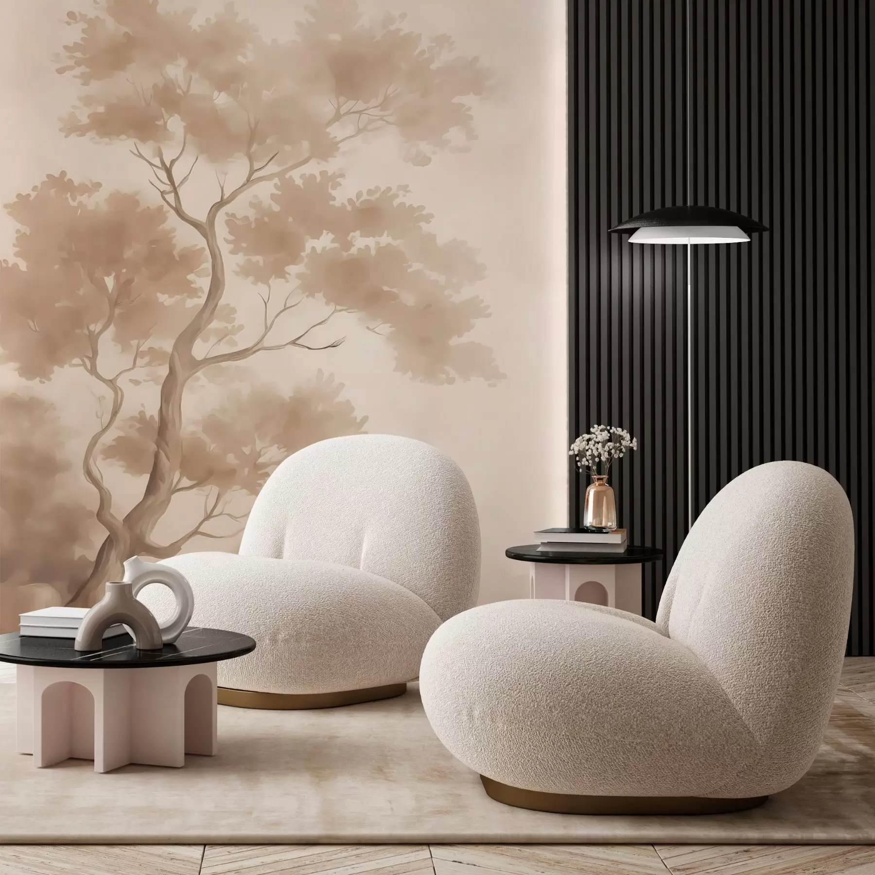 Fototapety Strom imitujúci rozmazaný akvarel w03471