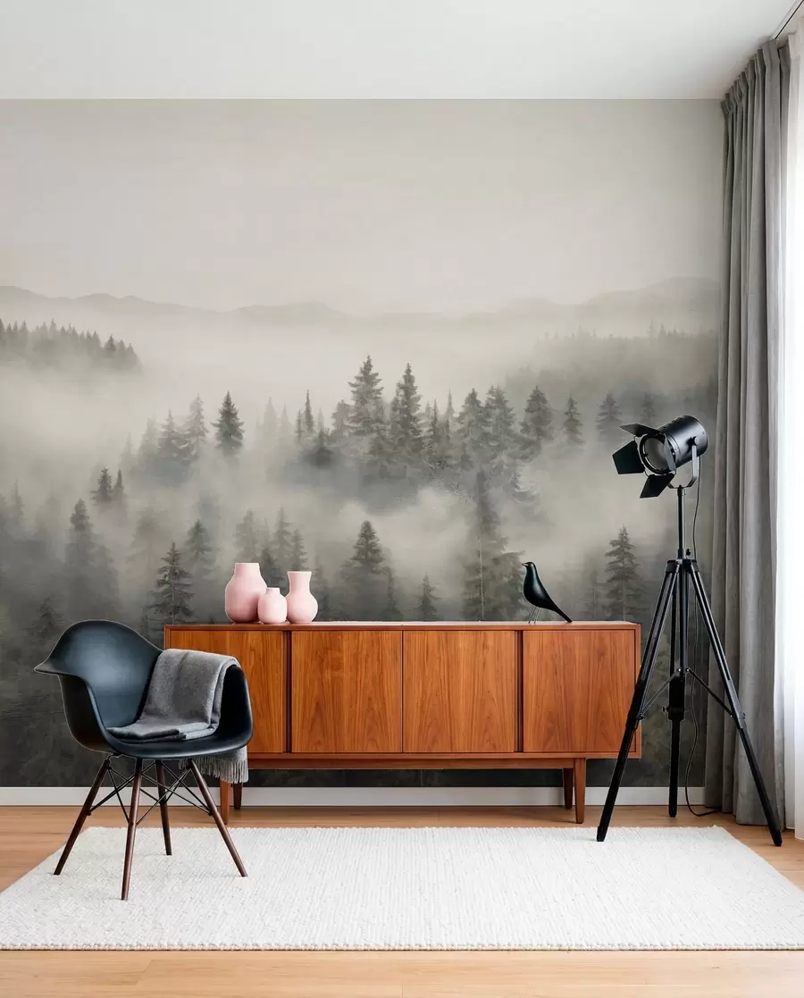 Fototapety Hmlistý ihličnatý les w03524
