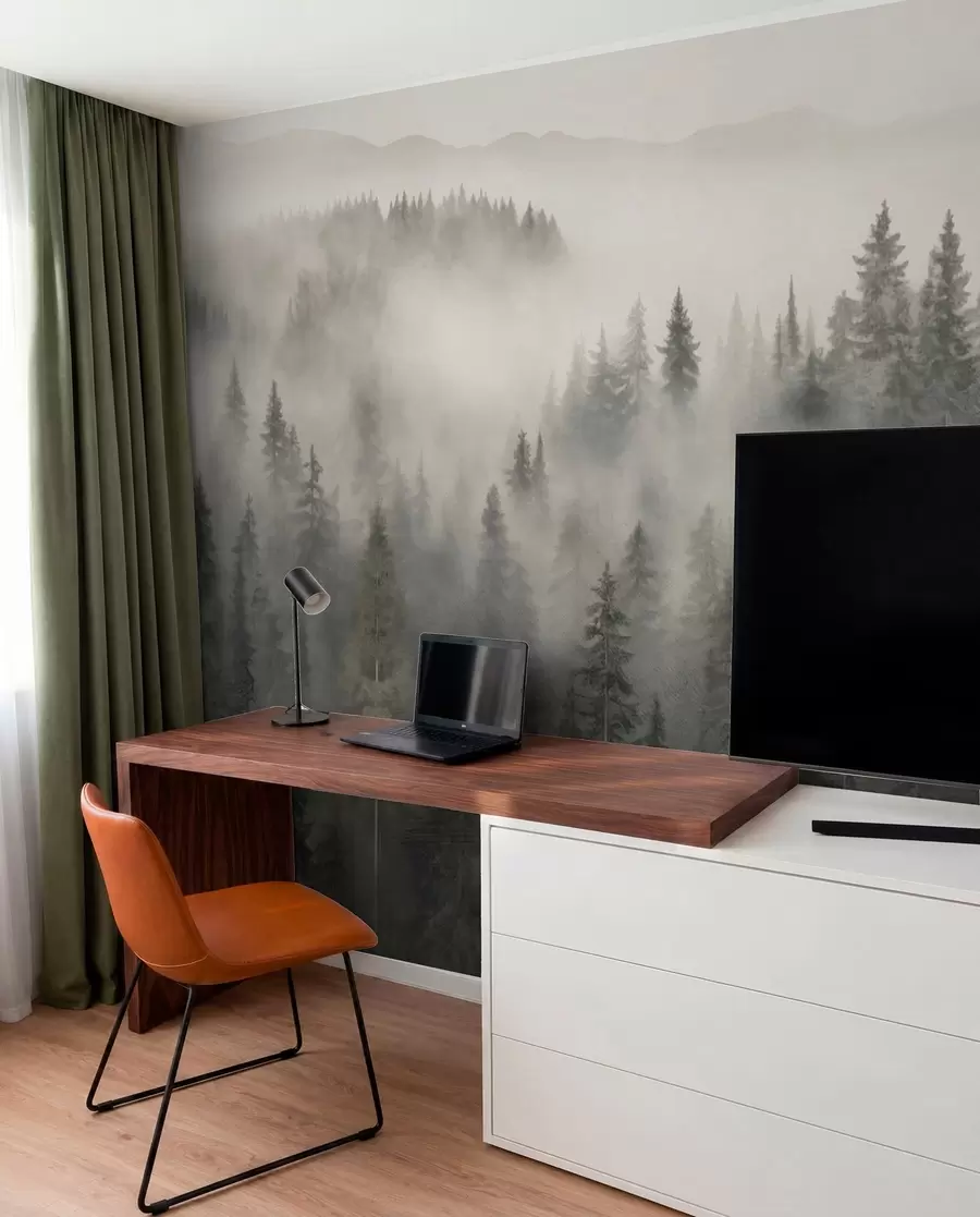 Fototapety Hmlistý ihličnatý les w03524