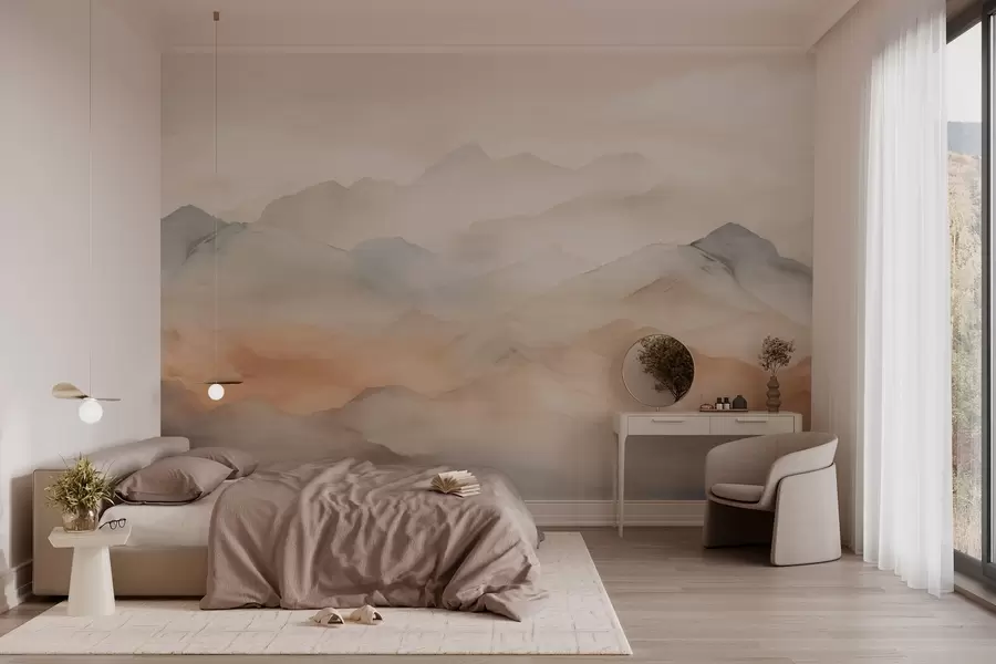 Fototapety Hmlisté hory v jemných farbách w03535