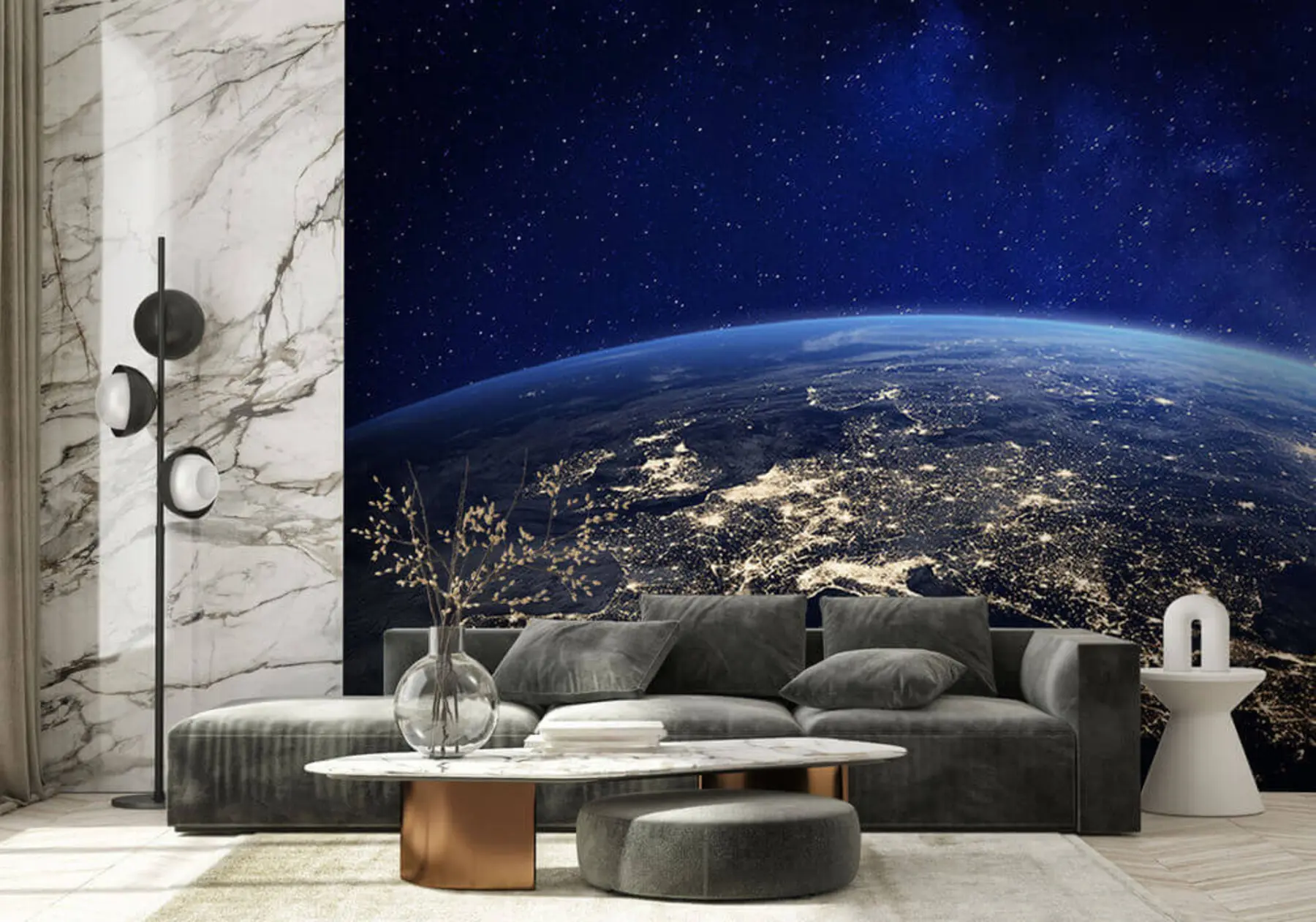 Fototapety Nočná Zem, pohľad zo stratosféry u62035