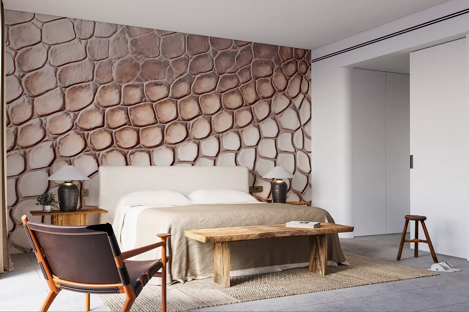 Fototapety Bielo-hnedá koža plaza, vzor šupín w08957