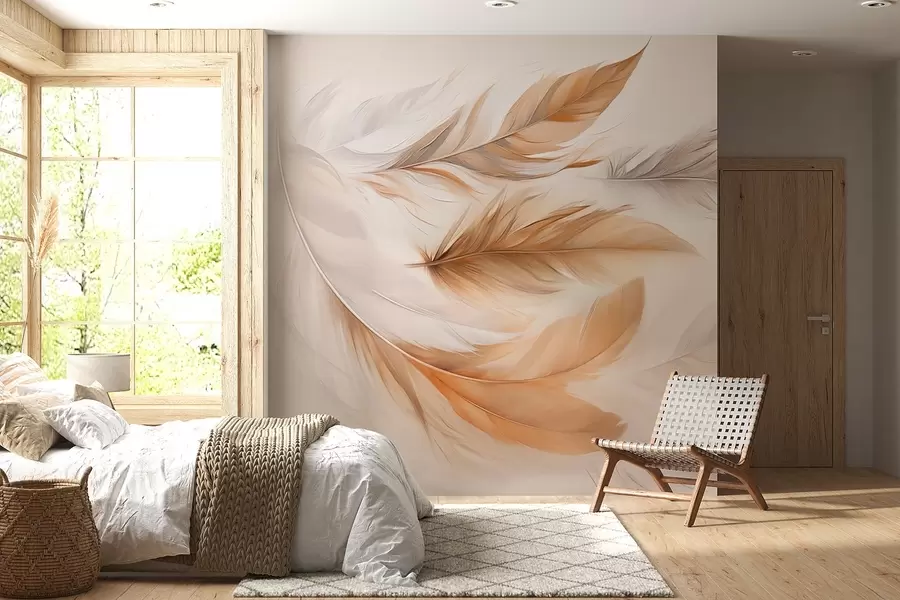 Fototapety Vznášajúce sa vzdušné hnedošedé perie w08968