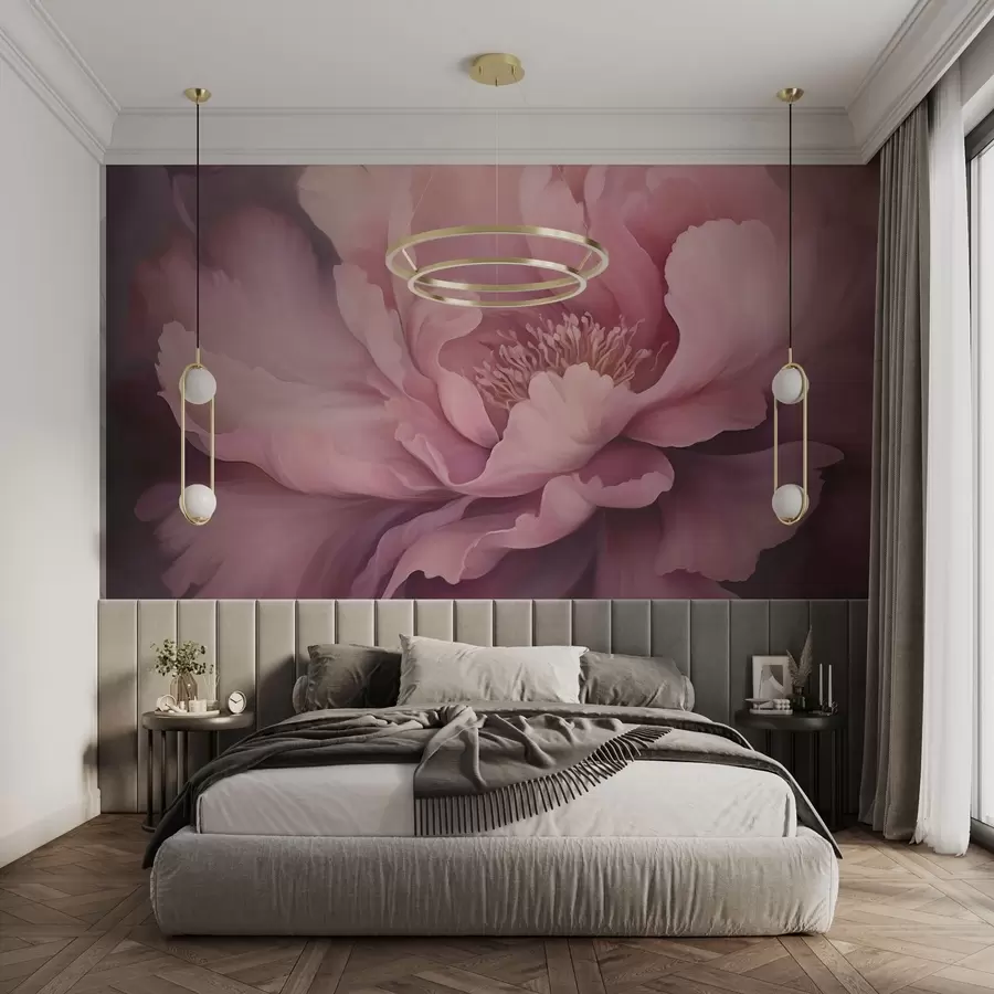 Fototapety Pastelovo ružový kvet pivonky na hmlistom pozadí w03600