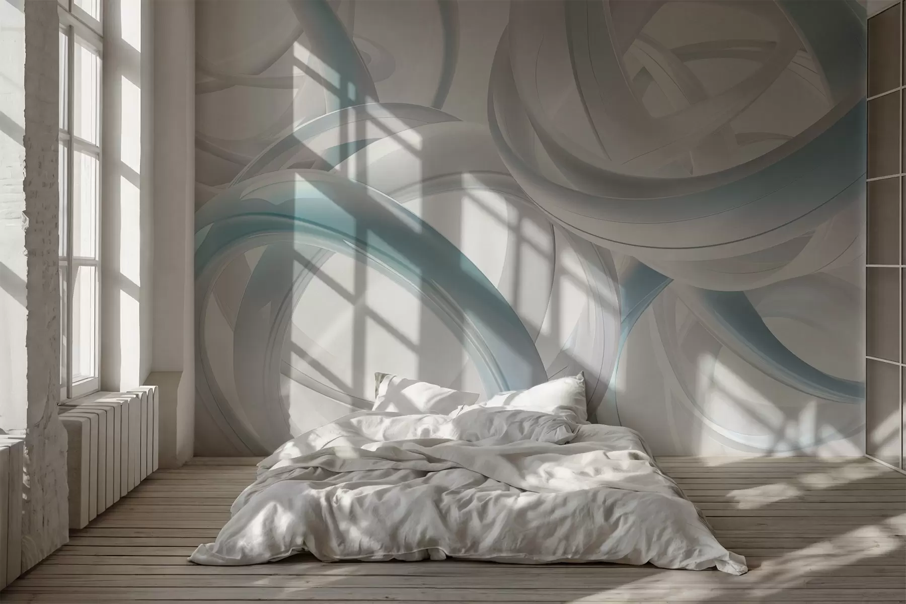 Fototapety Abstraktné postavy, odtiene modrej a sivej w03674