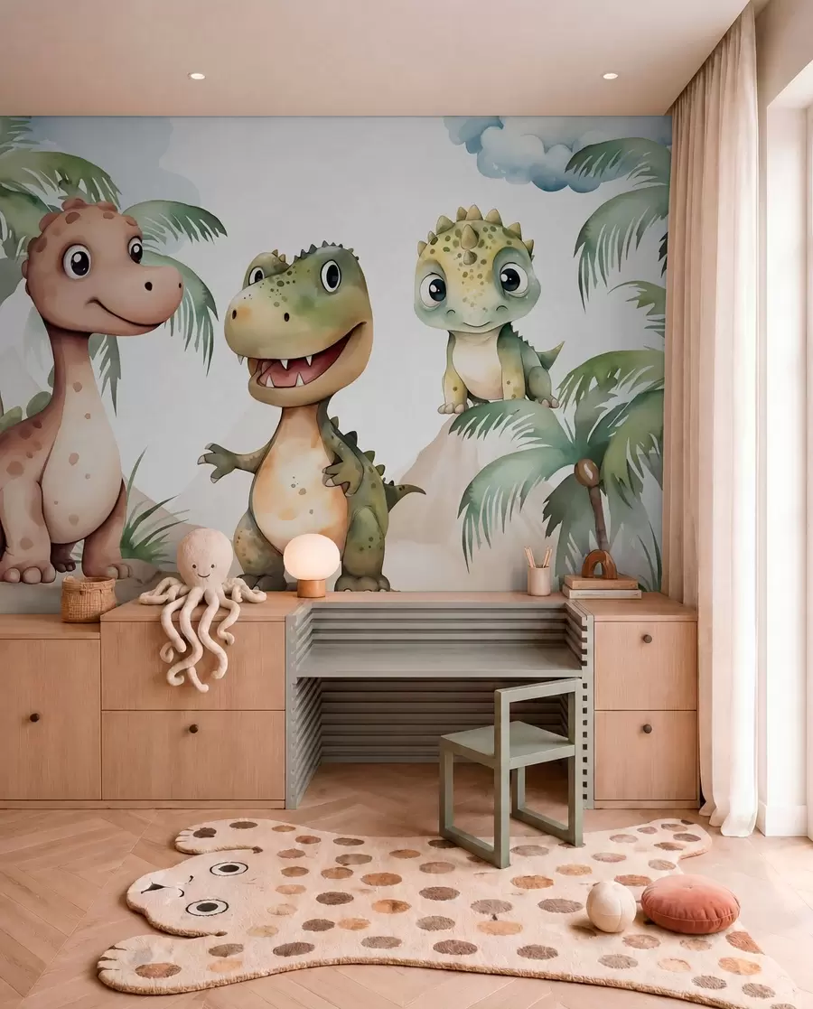 Fototapety Tri malé dinosaury w03675