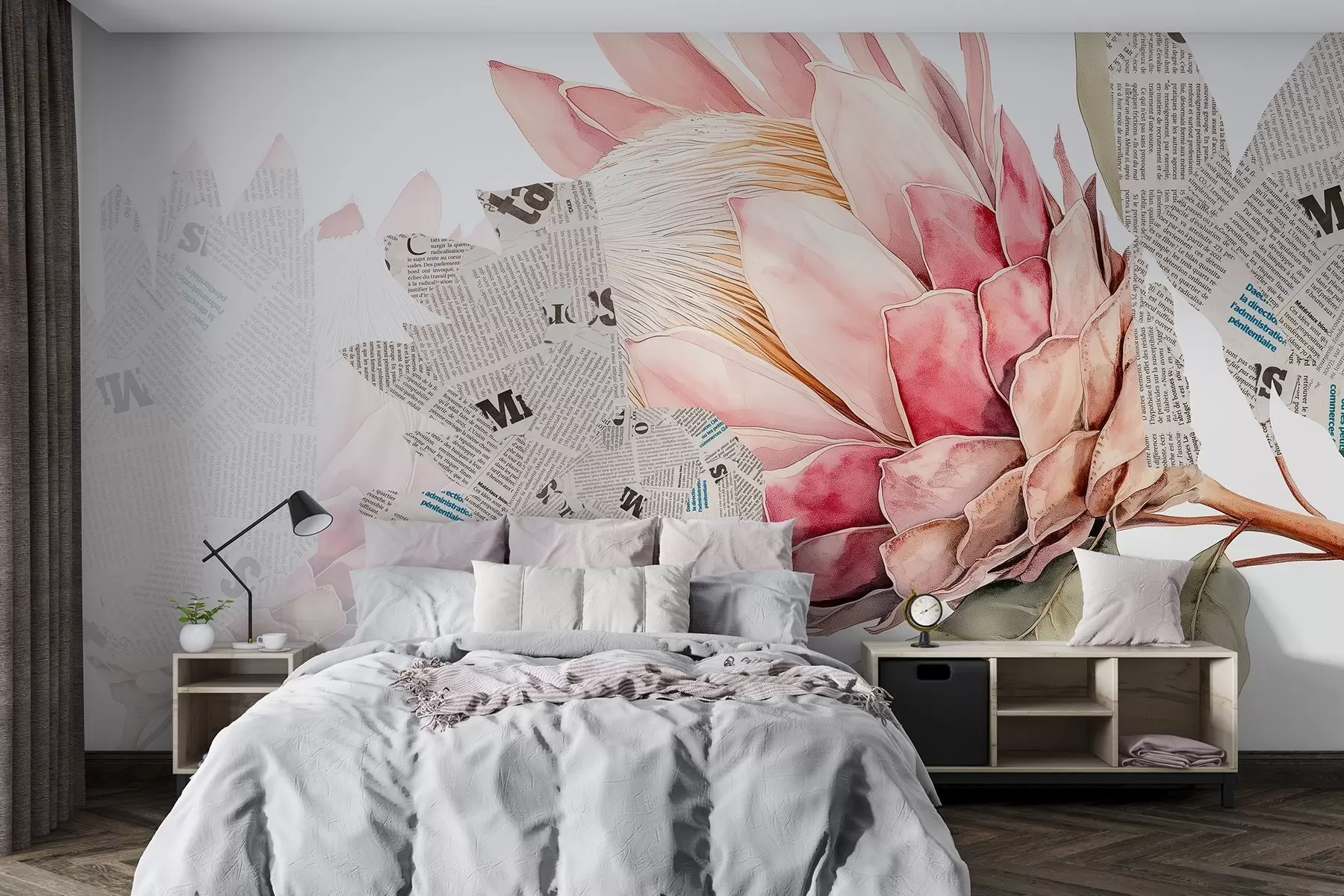 Fototapety Protea kvety, noviny umenie, kvetinové, tropické, prírodné farby w03667