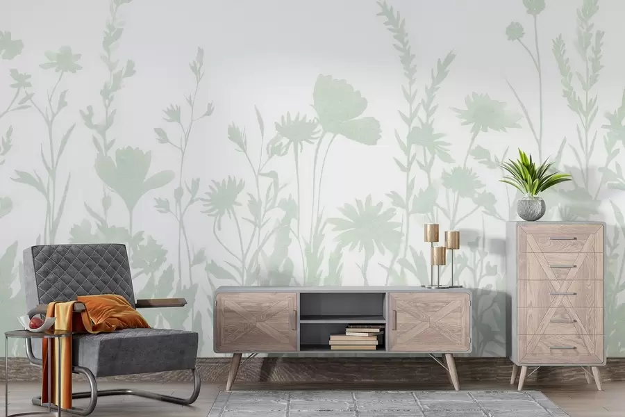 Fototapety Letná lúka, rustikálne, kvety, zelená paleta farieb  w03670v3