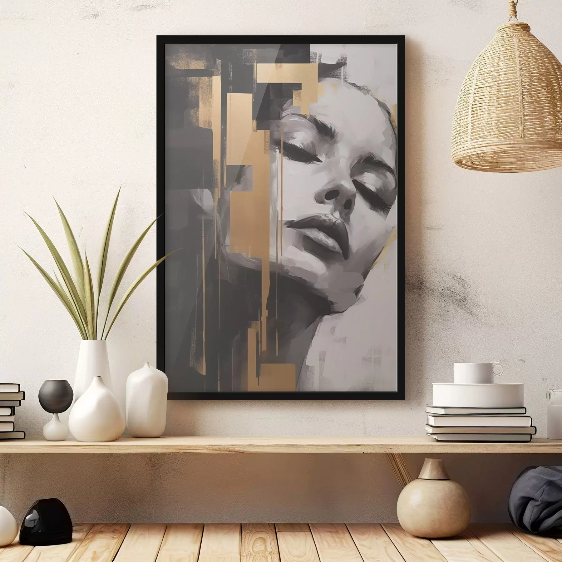 Fototapety Ženský portrét s geometrickými akcentmi f43989