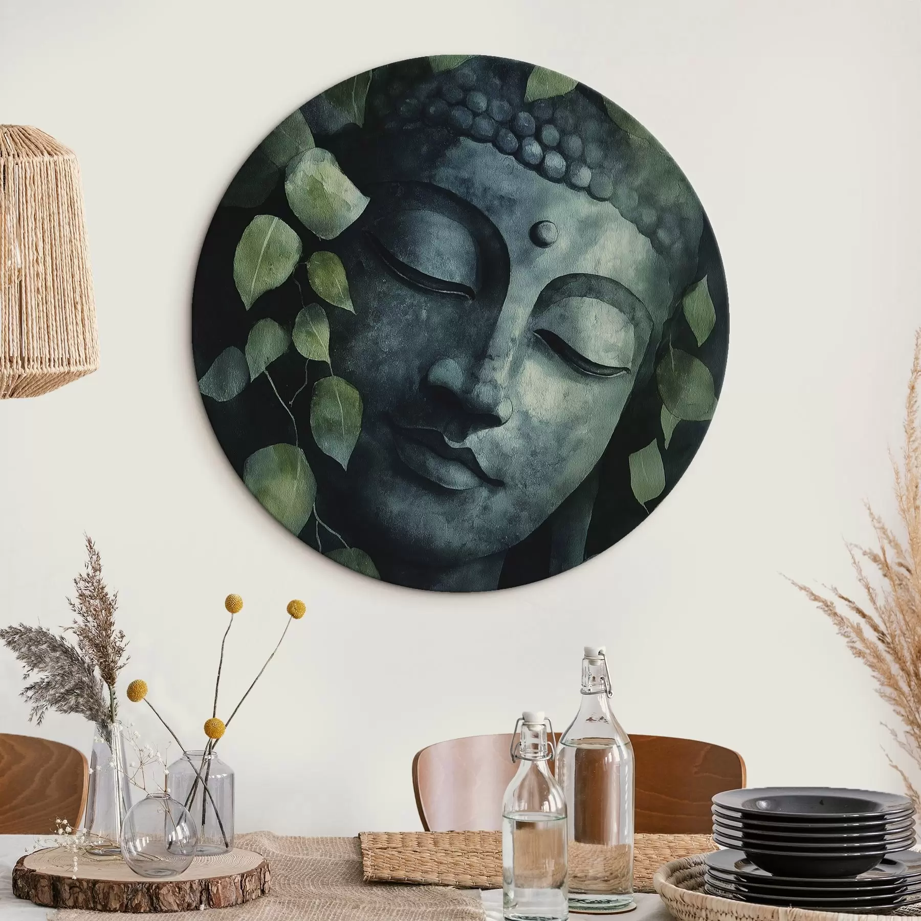 Obraz Budha so zatvorenými očami, meditácia, zelené farby r44030