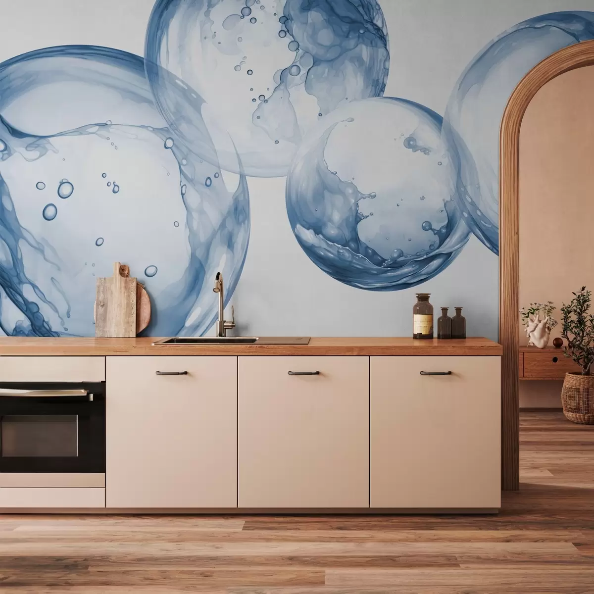 Fototapety Vodné bubliny imitujúce akvarel, modrý odtieň w03736v1 - Uwalls.sk Fototapety Vodné bubliny imitujúce akvarel, modrý odtieň w03736v1