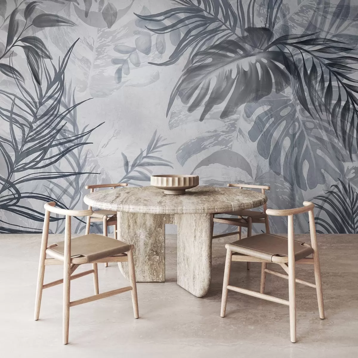 Fototapety Monstera a palmové listy v odtieňoch modrej a sivej, botanické, tropické lístie, rastliny džungle, textúrované pozadie w09011v1 - Uwalls.sk Fototapety Monstera a palmové listy v odtieňoch modrej a sivej, botanické, tropické lístie, rastliny džungle, textúrované pozadie w09011v1