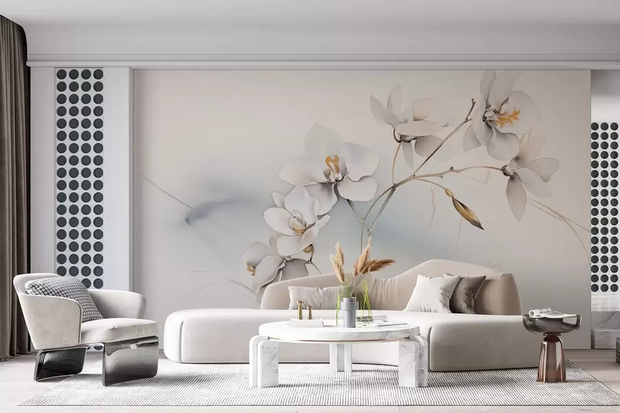 Fototapety Biela orchidea vetva v akvarelovom štýle w09022