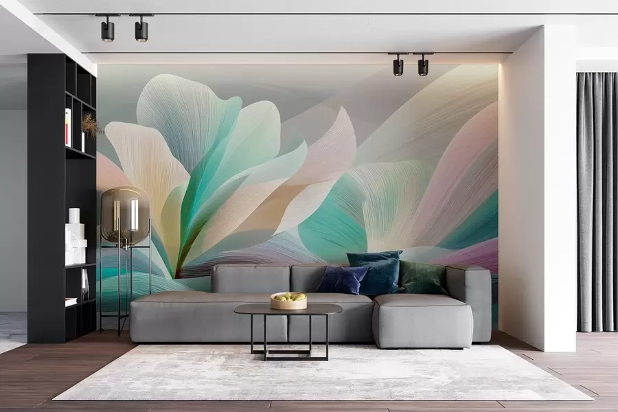 Fototapety Elegantná abstrakcia s hladkými krivkami pripomínajúcimi kvet a vlny w09075