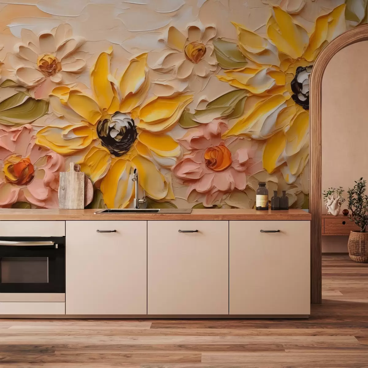 Fototapety Jasné kvety imitujúce ťahy štetcom w03898 - Uwalls.sk Fototapety Jasné kvety imitujúce ťahy štetcom w03898