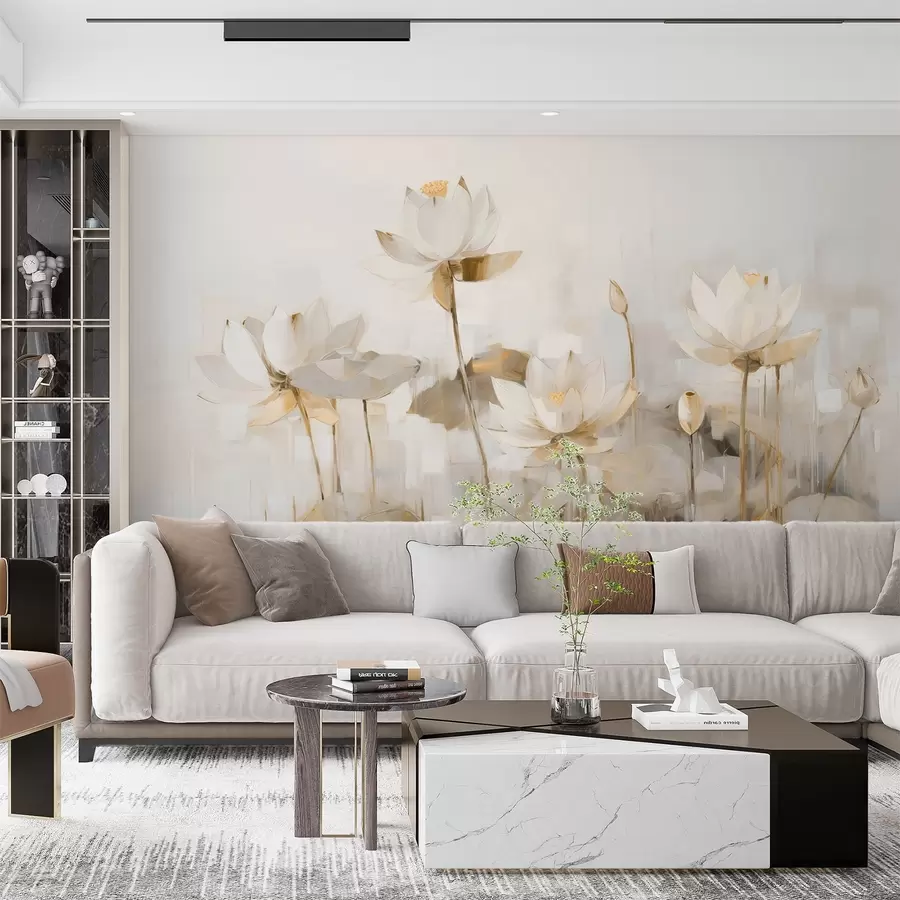 Fototapety Jemné lotosové kvety maľované akrylom w09067v2