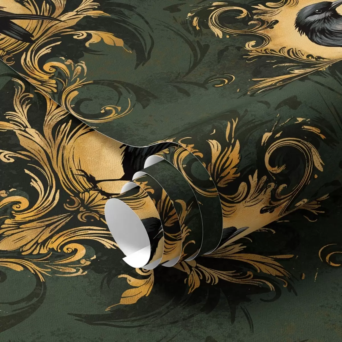 Tapety Vrana v ráme na zelenom pozadí a00105