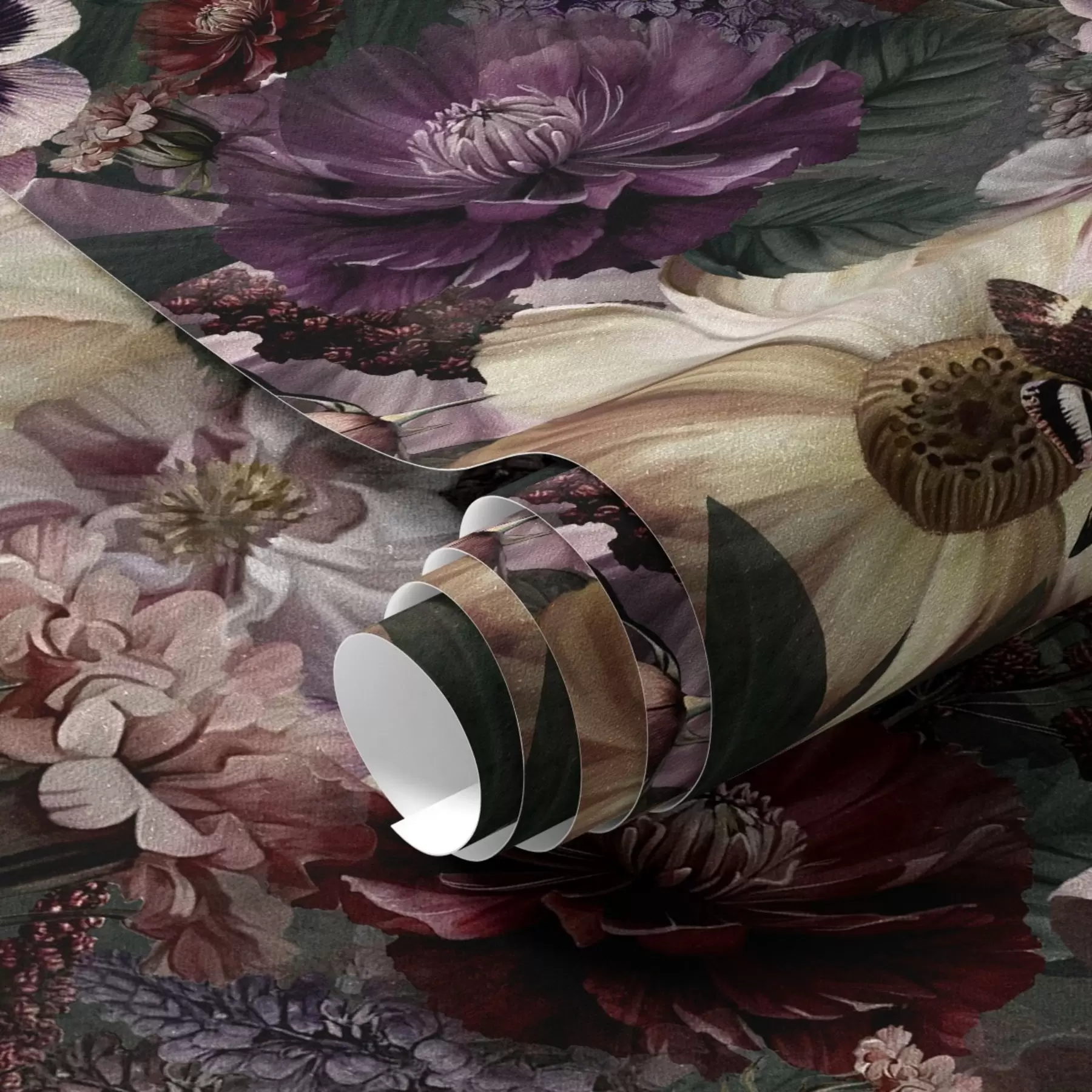 Fototapety Umelecká kvetinová potlač v tmavých farbách a00147