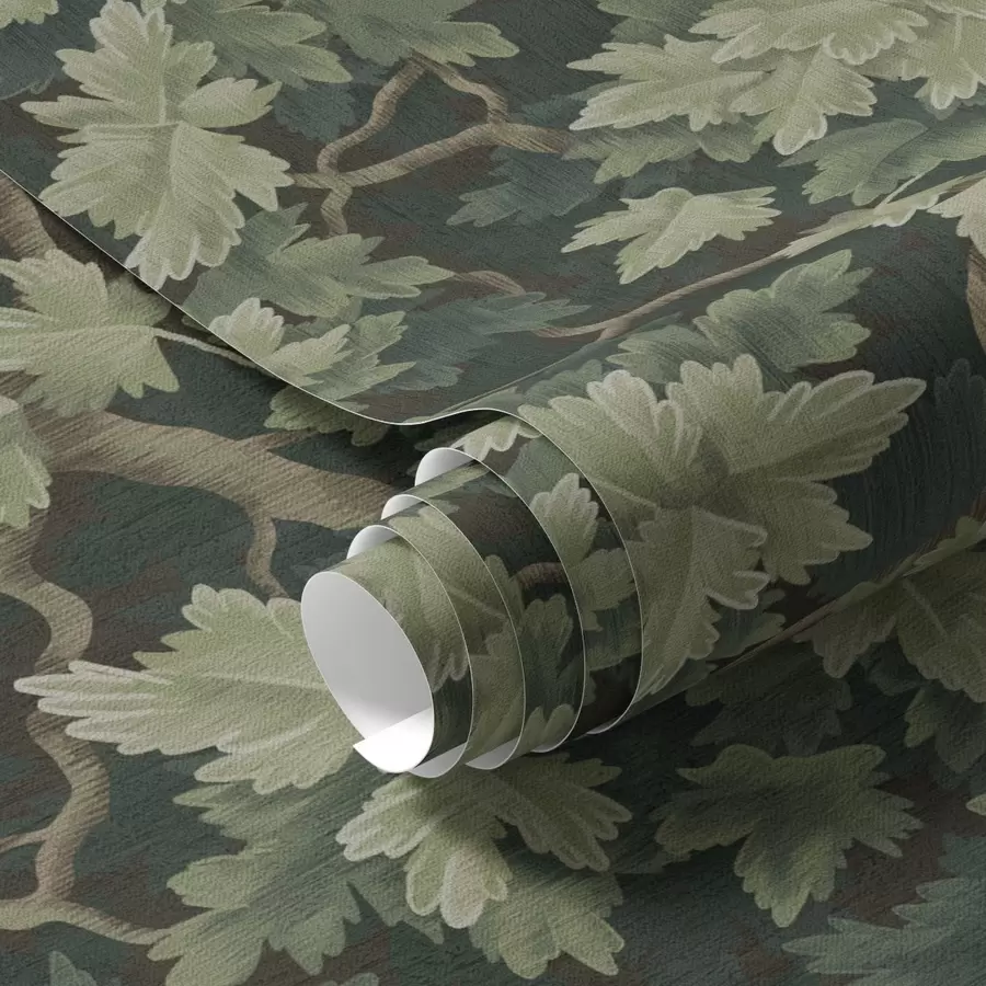 Fototapety Dubové listy na zelenom pozadí a00151