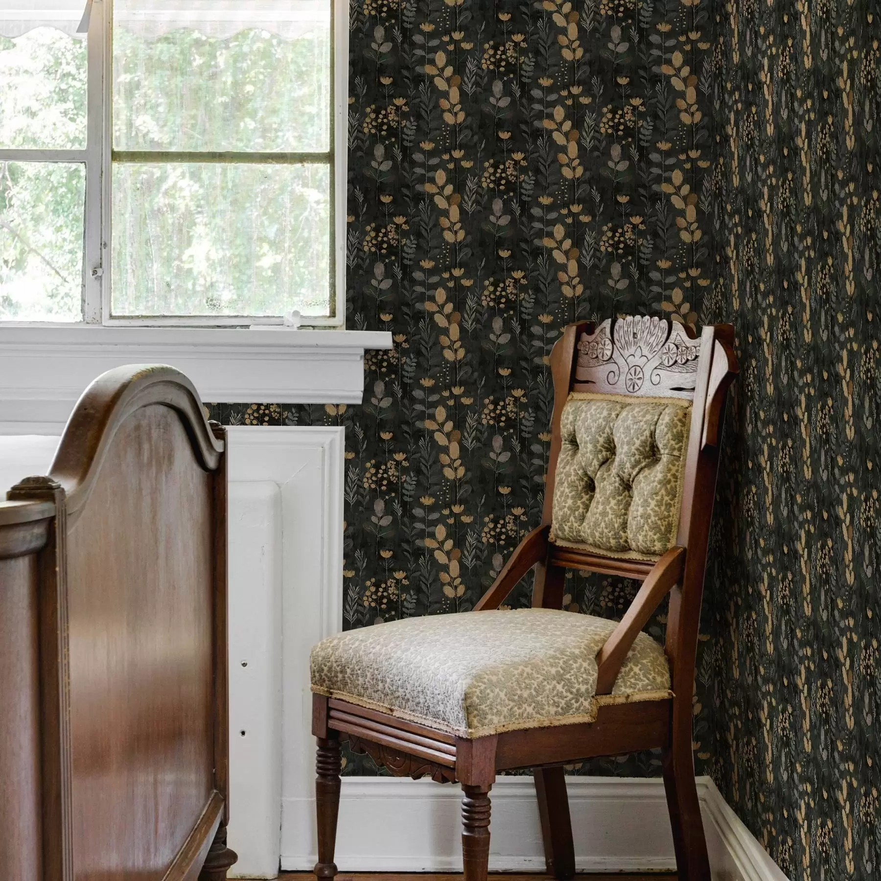 Fototapety Kvetinový vzor v sivých a žltých tónoch a00163