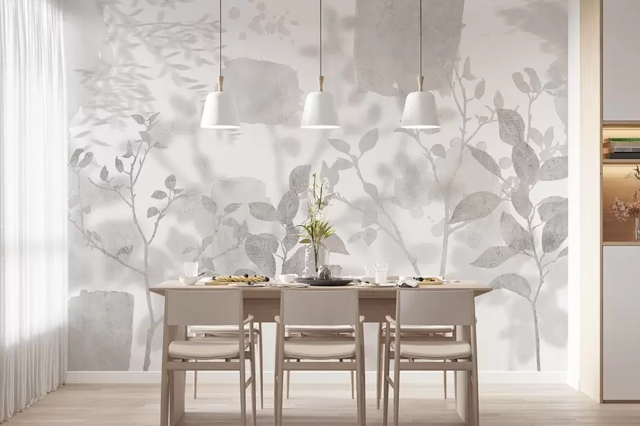 Fototapety Siluety stromov, vetvy, príroda, akvarel, sivé farby w03911