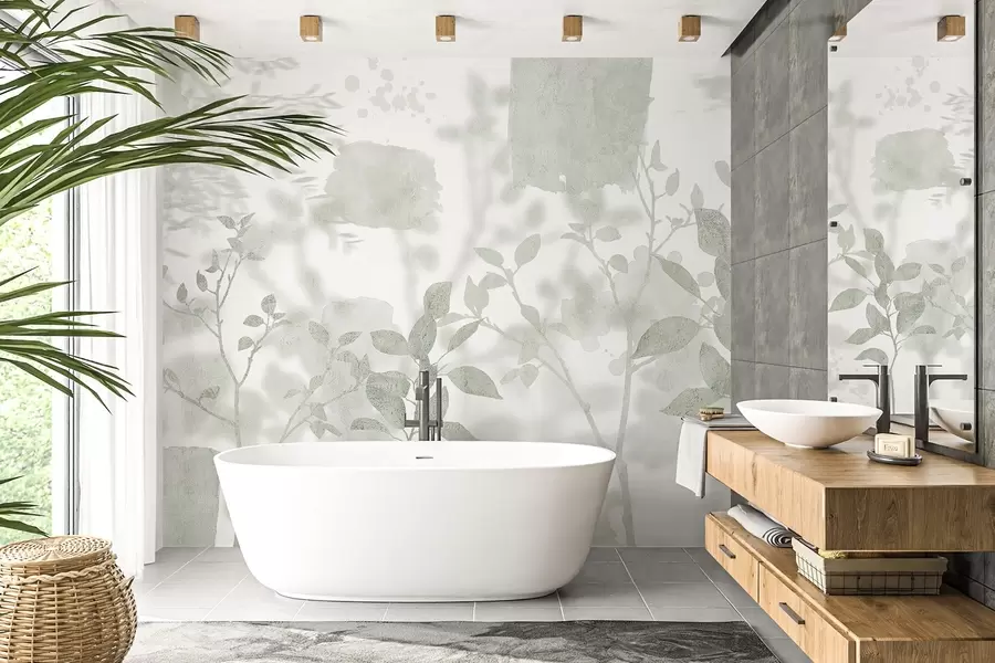 Fototapety Siluety stromov, vetvy, príroda, akvarel, zelené farby w03911v1